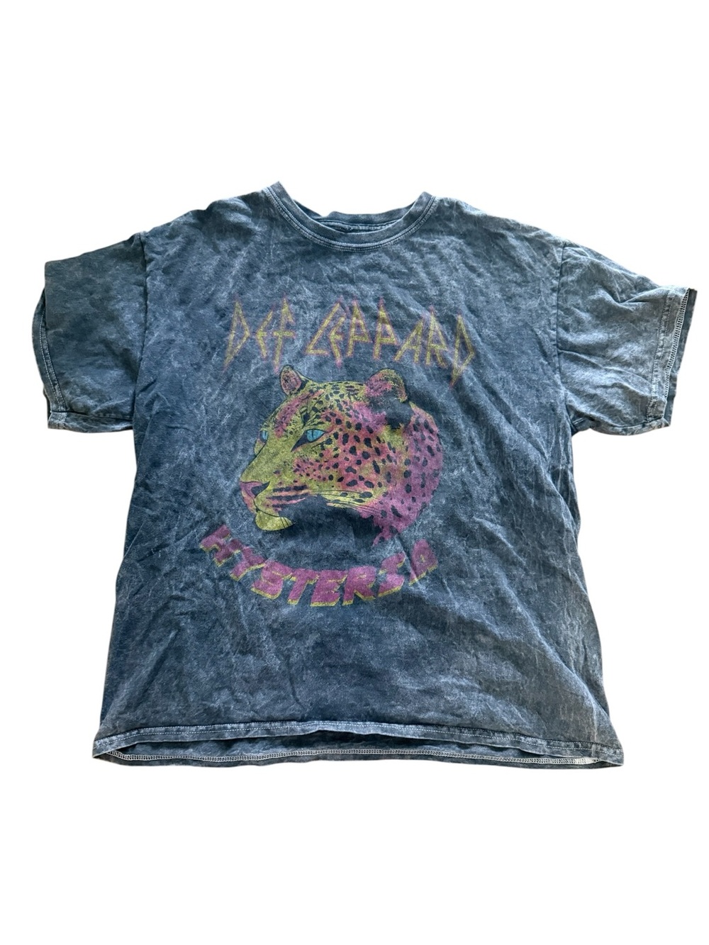 Def Leppard Hysteria Leopard Graphic Tee Acid Wash Black 100% Cotton Large - Picture 2 of 5